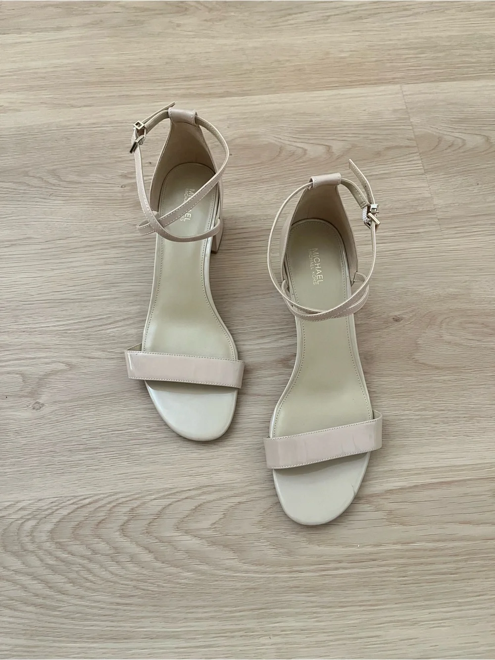Michael Kors Beige Ankle-Strap Leather Sandals